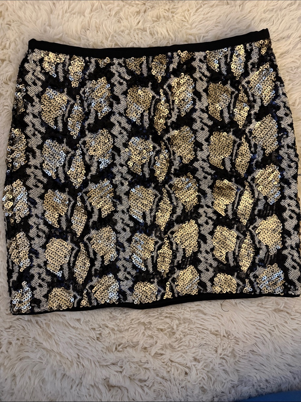 Guess Black and Gold Sequin Mini Skirt